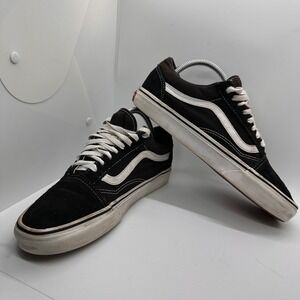 Vans Old Skool Skate Shoes Sneakers Black White Suede Classic Mens Size 7‎
